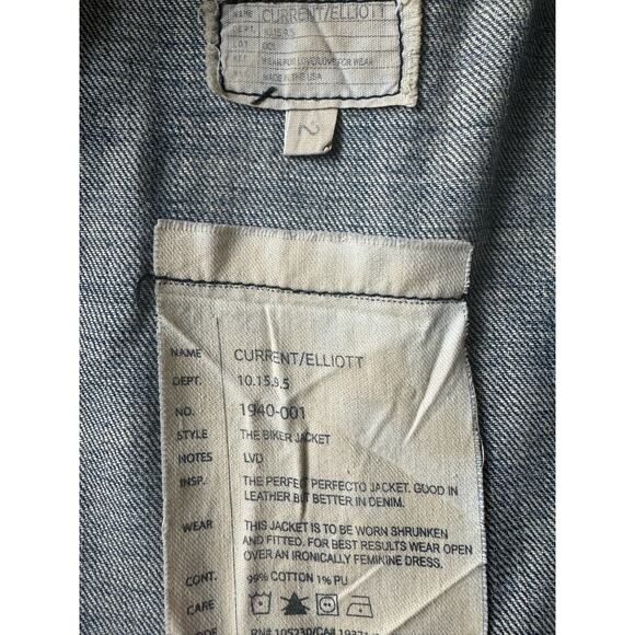 Vintage Y2K Current Elliott The Biker Jacket blue denim Motoside zipper size 6 - Picture 11 of 16